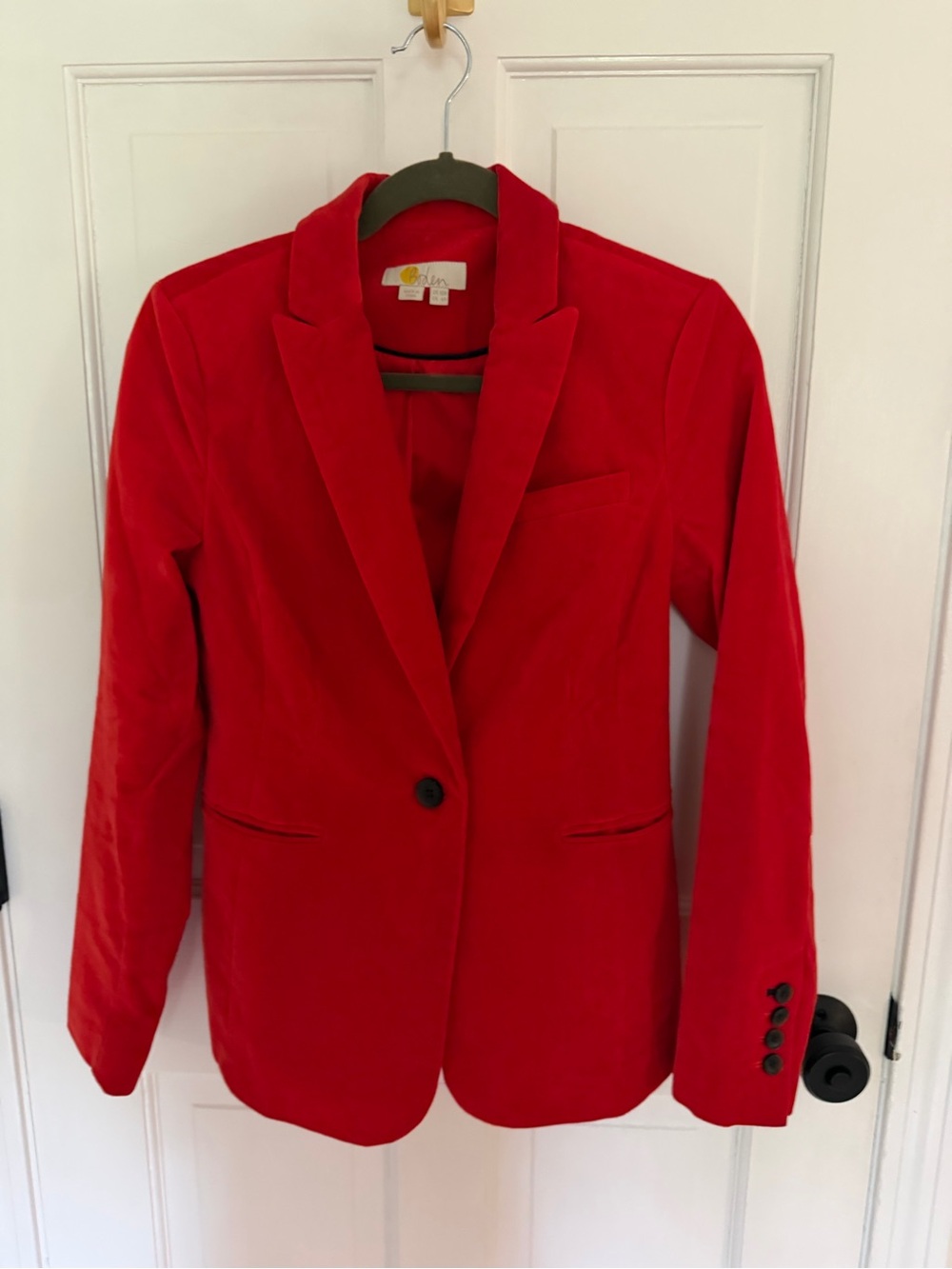 Boden Red Single-Button Velvet Blazer